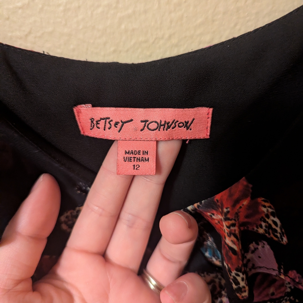 Betsey Johnson Black and Red Floral Dress